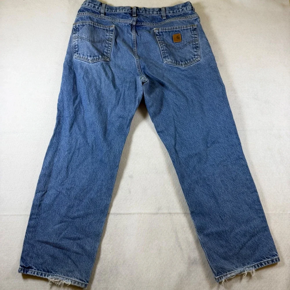 Carhartt Mens Relaxed Fit Straight Leg‎ Blue Denim Workwear Jeans 35x29